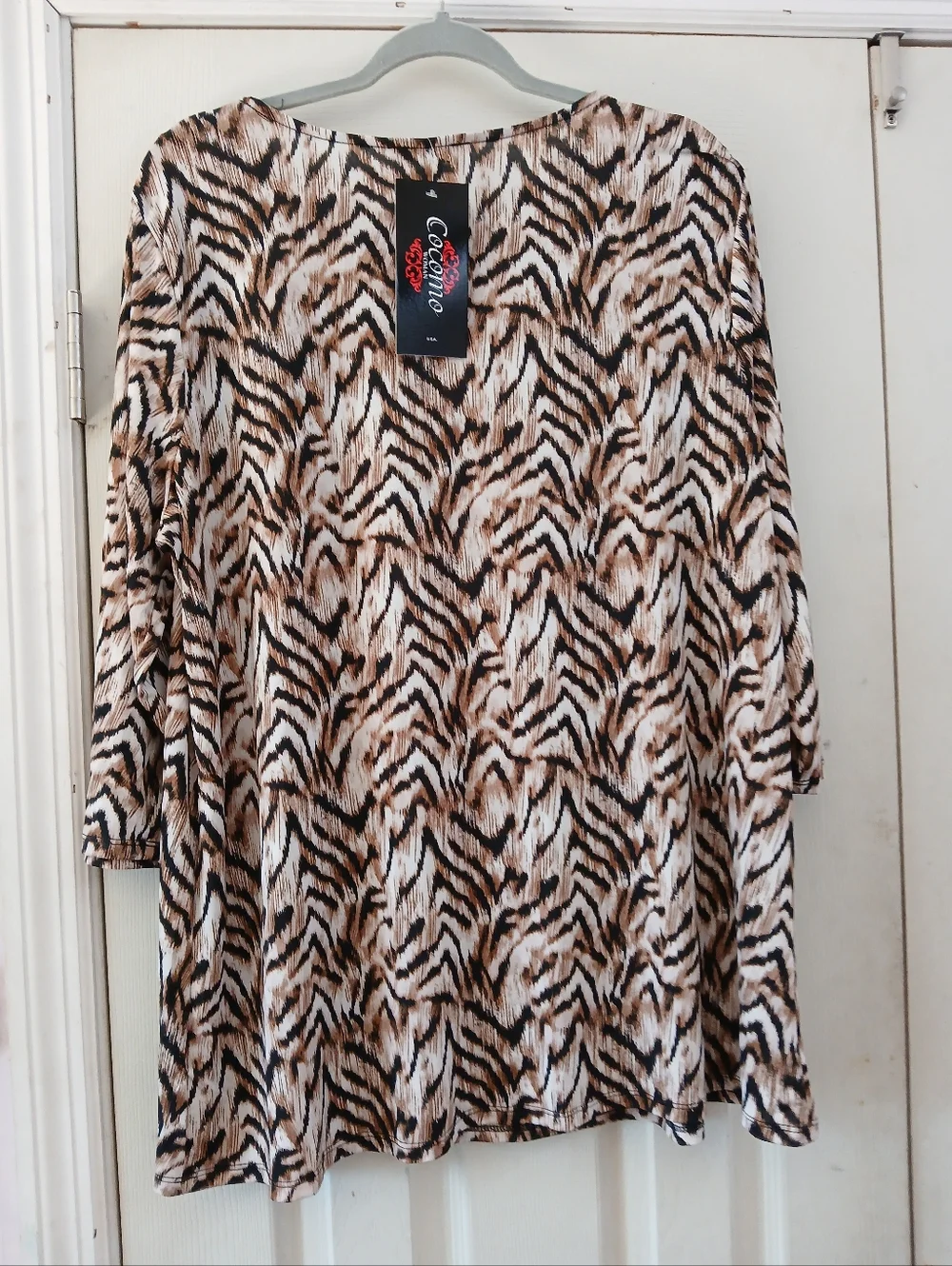 Cocomo 2x Animal Print Brown BlackTiger Liquid knit Open Top peek A boo Neckline - Picture 5 of 9